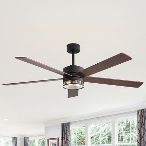 Airsurfer 65" Black Dual-Tone Wood Blade Ceiling Fan with E26 Light Socket, Remote Control & 6-Speed Quiet DC Motor  ( 5 -Blade ) - 1 of 4