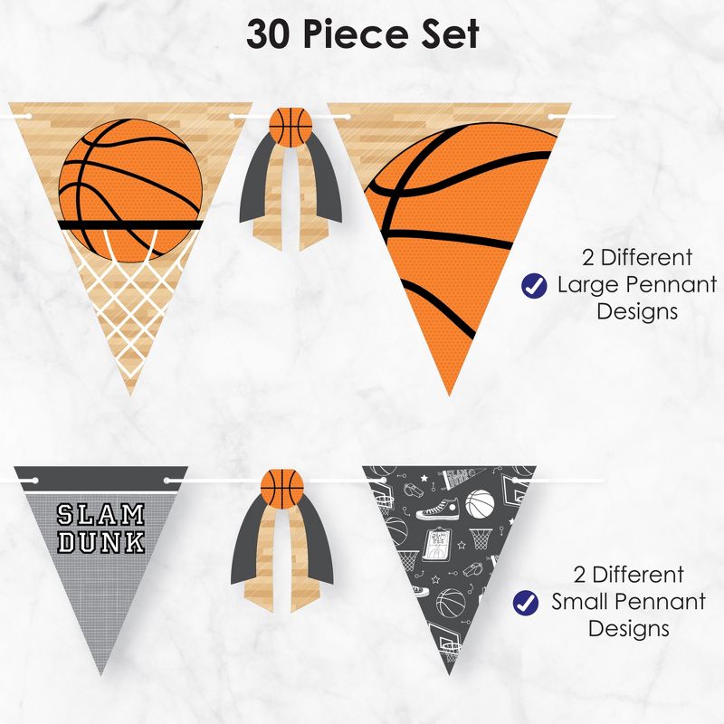 Big Dot of Happiness Nothin' But Net - Basketball - DIY Baby Shower or Birthday Party Pennant Garland Decoration - Triangle Banner - 30 Pieces, 5 of 9