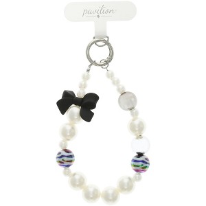 Pavilion Gift Company - Black Bow - Beaded Hands-Free Wrist Strap - Cell Phone Accessories - 1 of 4