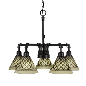 Toltec Lighting Vintage 5 - Light Chandelier in  Dark Granite with 7" Chocolate Icing Shade - 1 of 1