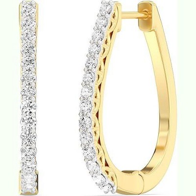 GILDED  1/2 cttw Lab Diamond 14KT Gold Plated Sterling Silver Hoop Earrings, Hinged Diamond Hoops for Women – Elegant Gold Hoops Jewelry
