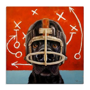 Stupell Industries Dog in Football Helmet Sports Plays Canvas Art, 17" x 17" - 1 of 4