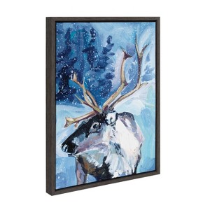 Kate & Laurel All Things Decor Sylvie Colorful Majestic Reindeer In Snow Framed Canvas Wall Art by Rachel Christopoulos - 1 of 4