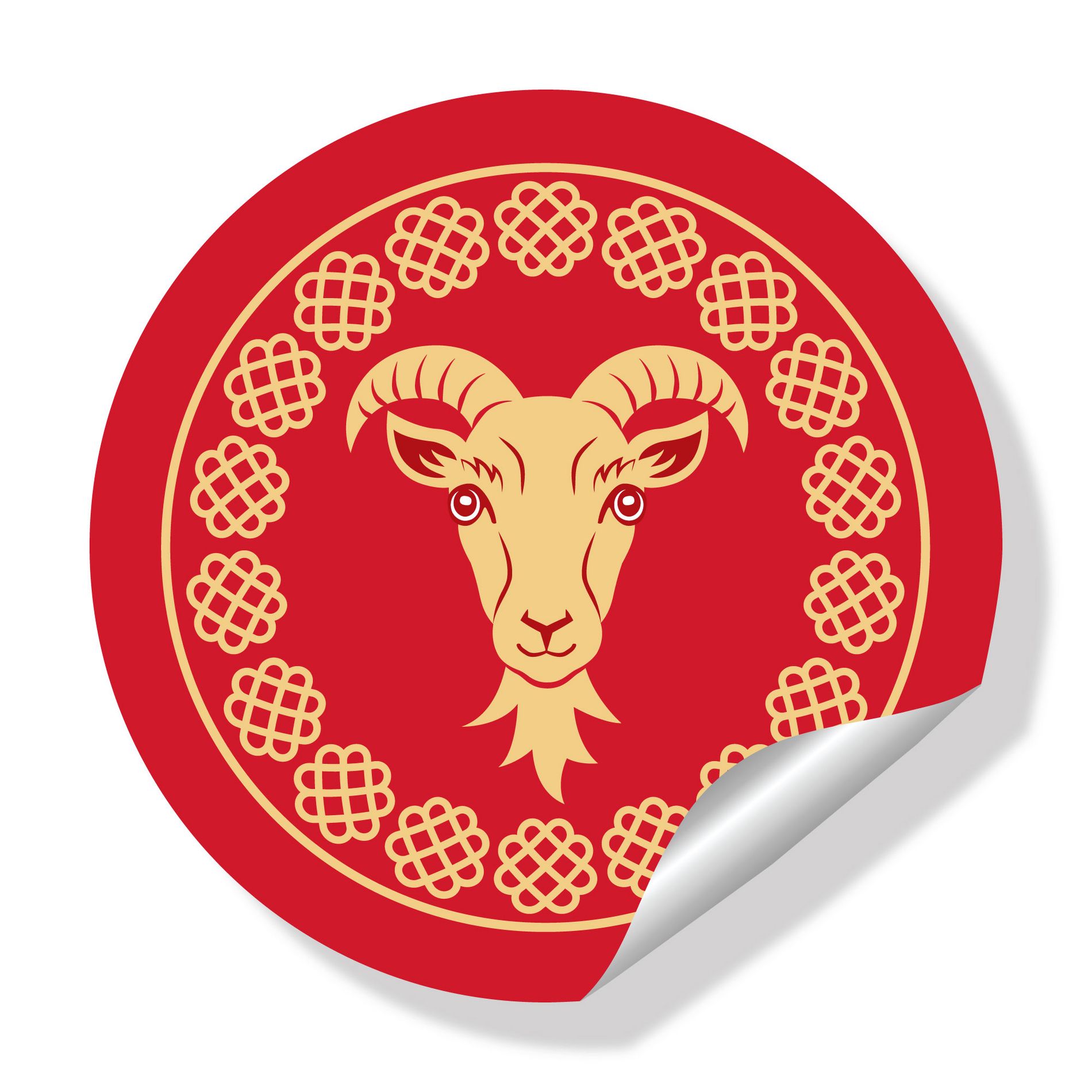 Big Dot of Happiness Lunar New Year - 2027 Year of the Goat Circle Sticker Labels - 24 Count