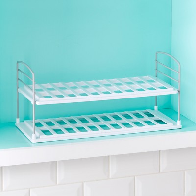Adjustable 2-Shelf Wide Steel Bottle & Mug Organizer