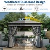 10'x12'/10'x10' Outdoor Gazebo, Patio Double Roofs Canopy Tent with Mosquito Netting and Privacy Screens for Garden, Lawn -ModernLuxe - 4 of 4
