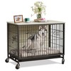 Dog Crate Furniture for Medium Dogs, Indoor Kennel with Double Doors, Wheels & Removable Tray, Sturdy Dog Cage with Easy Assembly, Rustic Grey - 2 of 4