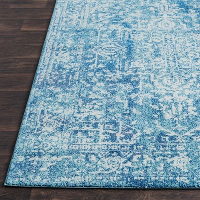 Blue Rectangular 8' x 10' Vintage Medallion Polypropylene Area Rug
