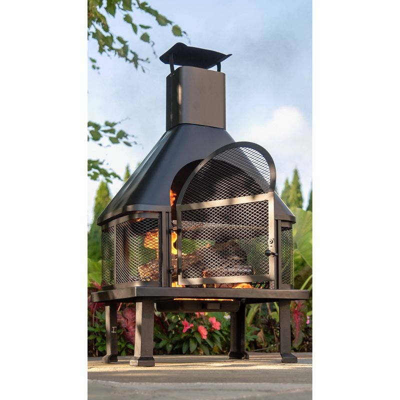 Endless Summer Wood Burning Outdoor Fire Pit with Chimney Black, 4 of 6