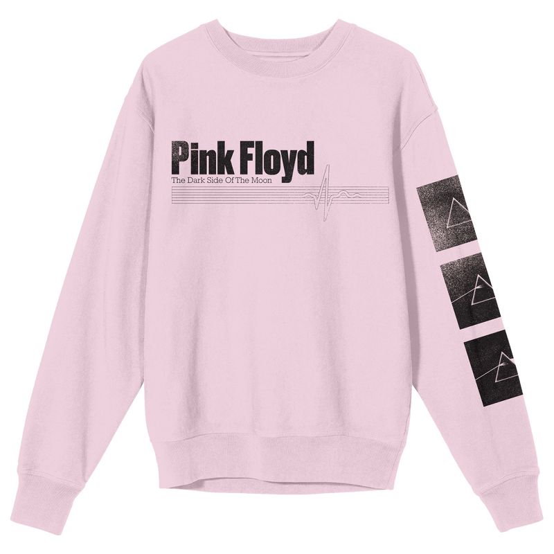 Pink Floyd Black & White Prisms Crew Neck Long Sleeve Cradle Pink Women's Sweatshirt, 1 of 4