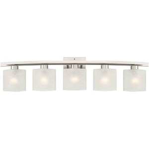 Possini Euro Design Possini Euro Linen Glass 40 1/2"W  Brushed Nickel 5-Light Bath Light - 1 of 4