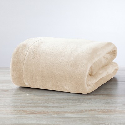 Velvet Plush Soft Fleece Reversible Throw, Warm and Comfortable Bed Blanket - Great Bay Home (Twin, Tan)