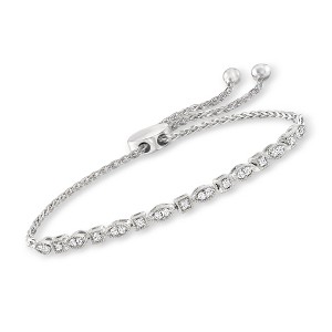 Ross-Simons 0.25 ct. t.w. Diamond Square and Marquise-Shaped Bolo Bracelet in Sterling Silver Size - 1 of 4
