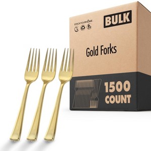Stock Your Home 1500-Pack Disposable Heavy Duty Plastic Forks (Gold ...