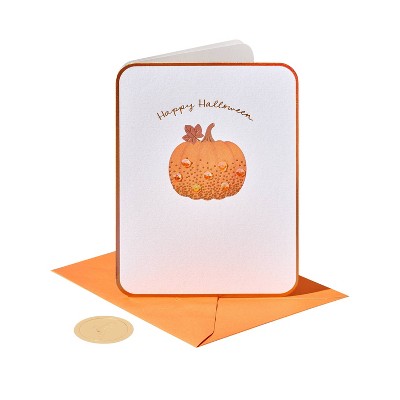 Halloween Card Simple Sequin Pumpkin - PAPYRUS