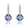 Guili Sterling Silver White Gold Plated Sapphire Blue Cubic Zirconia Leverback Earrings, a Brilliantly Crafted Masterpiece of Luxury - 4 of 4