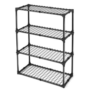 Fontoi Baker's Racks, 4 Tier Wire Shelf with Cover, FreeStanding Metal Storage Rack for Door Entrance Garage Kitchen Office, Black, 29"*14"*45" - 1 of 4