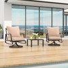Maggift Patio Seating Set 3-Piece with Swivel Rocking Chair, Side Table and Thick Cushion for Backyard and Garden, Beige, 23.2" * 26.8" * 34.2" - 4 of 4