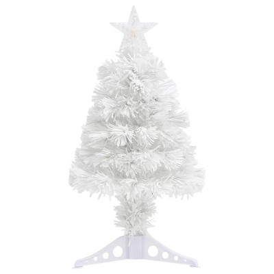 vidaXL 2 ft White Artificial Christmas Tree with LED and Fiber Optic Lighting - Lifelike PVC Tree with Color