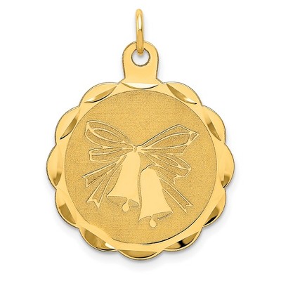 Black Bow Jewelry 14k Yellow Gold Wedding Bells Charm or Pendant, 22mm