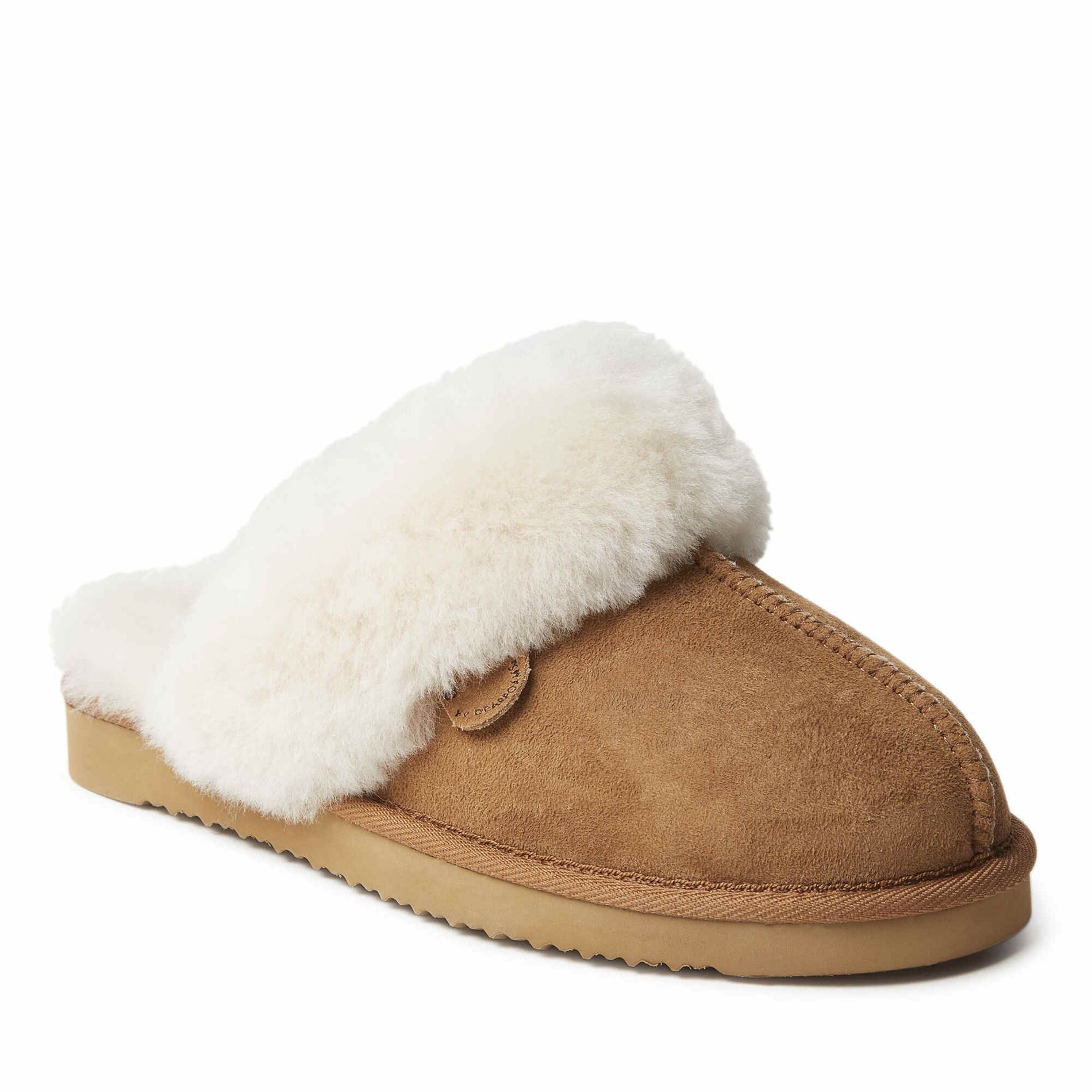 Fireside By Dearfoams Women's Sydney Genuine Shearling Scuff Slipper - Chestnut Size 9