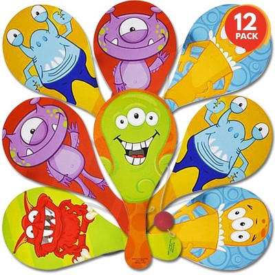 ArtCreativity 9.25" Monster Figure Paddle Balls on Strings (Pack of 12)