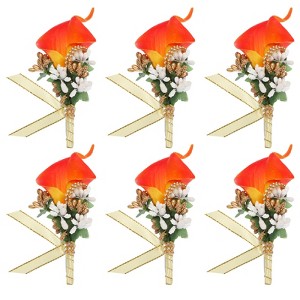 Unique Bargains Formal Dinner Party Wedding Groom Lily Boutonnieres Pins 6 Pcs - 1 of 3