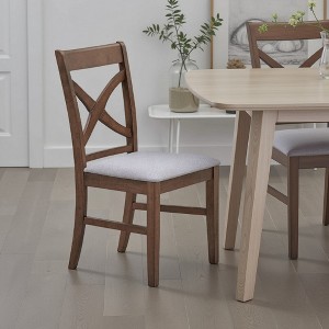 Royal Hampton Side Dining Chair Set of 2, Gray Foam Cushion, Farmhouse Brown - 1 of 4