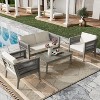 ONWITH 4-Pieces Acacia Wood Patio Furniture Set, Outdoor Furniture with Coffee Table - 3 of 4