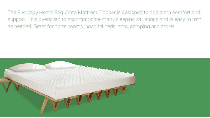 Continental Sleep, 2-inch Convoluted Egg Shell Breathable Foam Topper, Adds Comfort to Mattress, 2 of 10, play video