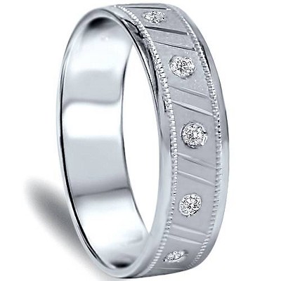 Pompeii3 Mens 1/3ct SI Diamond Comfort Fit Brushed Wedding Band