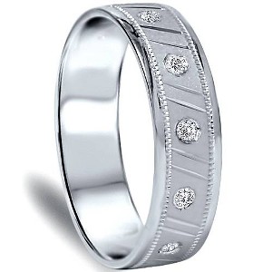 Pompeii3 Mens 1/3ct SI Diamond Comfort Fit Brushed Wedding Band - 1 of 3