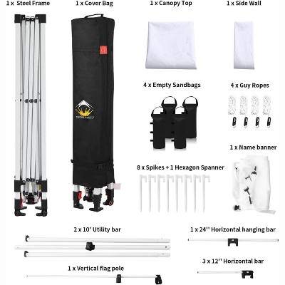 White 10x10 Water-Resistant Polyester Commercial Canopy with Sidewall