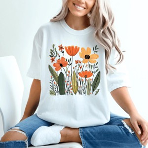 Simply Sage Market Orange Wildflowers Garment Dyed Tee - 1 of 4