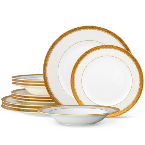 Noritake Odessa Gold 12 Piece Dinnerware Set Service for 4
