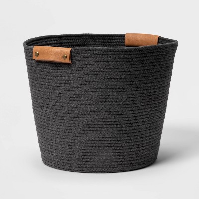 17" Coiled Rope Floor Bin Warm Gray Charcoal - Threshold™