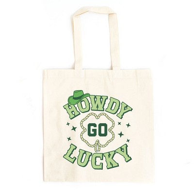 City Creek Prints Howdy Go Lucky Stars Canvas Tote Bag - 15x16 - Natural