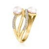 Ross-Simons 5.5-6mm Cultured Pearl and .10 ct. t.w. Diamond Swirl Ring in 18kt Gold Over Sterling - 3 of 4