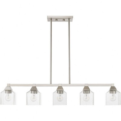 Aragon Brushed Nickel 5-Light Linear Chandelier with Clear Seeded Glass