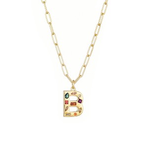 Adornia 14k Gold Plated Funky Initial Paperclip Chain Necklace - 1 of 3