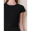 INSPIRE CHIC Women's Pencil Cap Sleeve Belted Wear to Work Sheath Dress - 4 of 4