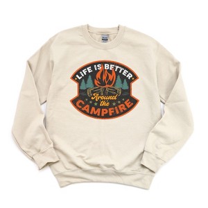 Simply Sage Market Women's Life Is Better Around The Campfire Badge Gildan Sweatshirt - 1 of 2