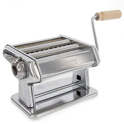 Cucina Pro Pasta Maker Machine by Imperia- Heavy Duty, Italy Made Steel Construction w Easy Lock Dial and Wood Grip Handle