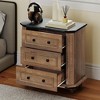 Nightstand with 3 Drawers Bedside Table Small Dresser for Bedroom Rustic White - 2 of 4