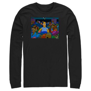 Men's The Simpsons Treehouse of Horror Homer Skeleton Theater Scene Long Sleeve Shirt - 1 of 4