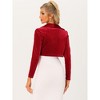INSPIRE CHIC Women's Long Sleeve Lapel Collar Velvet Open Front Cropped Cardigan - 3 of 4