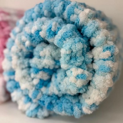 Extra Long Soft Handmade Newborn Baby Blanket Chenille Yarn Blue