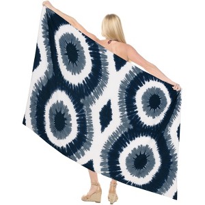LA LEELA Women's Summer Sarong Bikini Wraps Cover up Skirt Wrap Bathing suit Swimwear Swimsuit Beach Coverup for Women One Size Black, Tie Dye Design - 1 of 4
