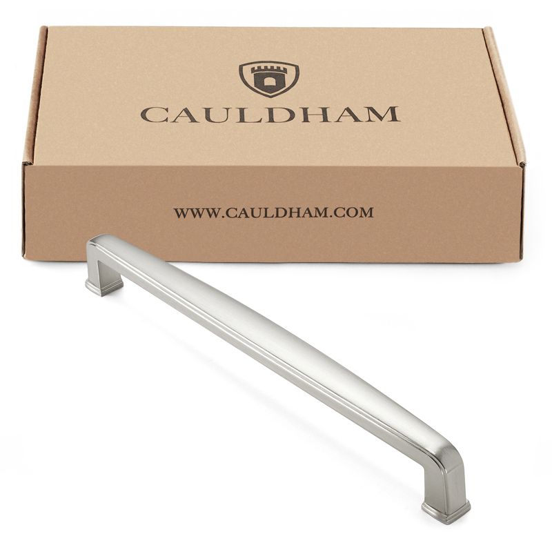 Cauldham Solid Kitchen Cabinet Handles (7-1/2" Hole Centers) - Drawer/Door Hardware - Style T765 - Satin Nickel, 4 of 6