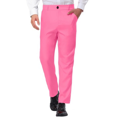 Lars Amadeus Men's Formal Flat Front Straight Fit Solid Color Wedding Prom Dress  Pants Pink 38 : Target